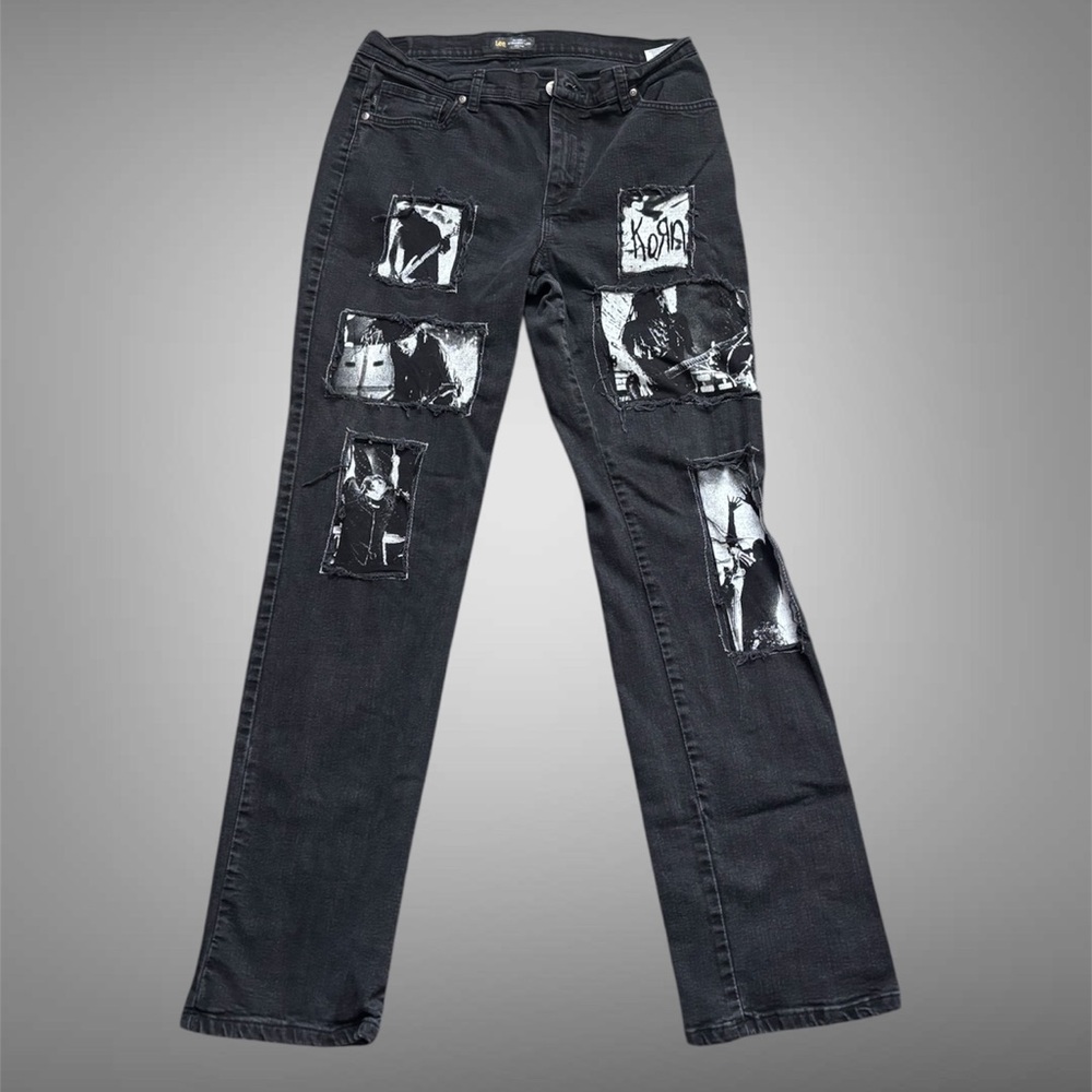 Upcycled Lee KORN graphic Patch Women Jeans